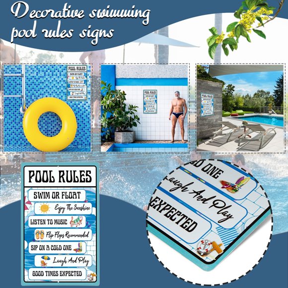 SIfdSeng Decorations Outdoor Hanging Decorative Swimming Pool Rules Signs, Indoor/Outdoor Aluminum Metals Signs Sports Birthday Party Decorations Hanging Decorations Outdoor Scary
