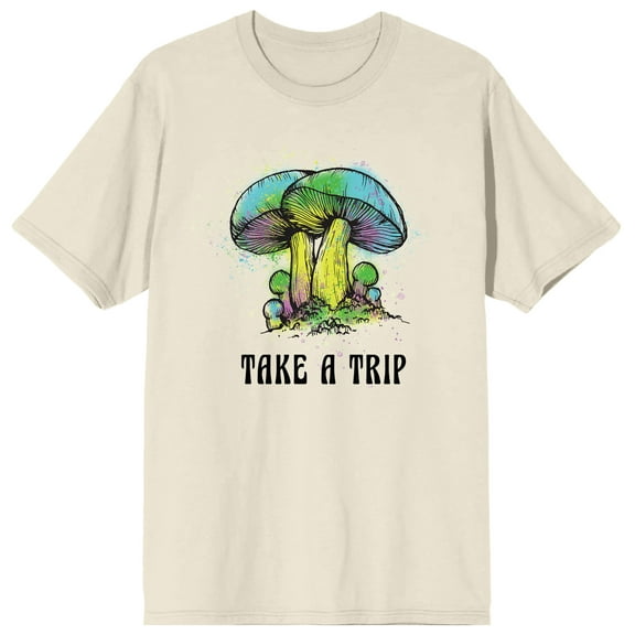 Natural World Take A Trip Mushrooms Men's Natural T-Shirt-Medium