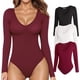 thumbnail image 1 of MANGOPOP Body de Manga Corta con Cuello en V Profundo y Manga Larga para Mujer Ropa, 1 of 4