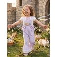 thumbnail image 6 of Gifts for Boys and Girsl Toddler Girls Easter Plaid Jumpsuit Sleeveless Bell Bottom Romper with Bunny Ear Straps and Egg Embroidery Soft Stretch Outfit for 12 Months to 5 Years, 6 of 7