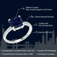 thumbnail image 2 of Gem Stone King 925 Sterling Silver Blue Created Sapphire Engagement Ring for Women (2.62 Cttw, Cushion Cut 8MM, Available in Size 5, 6, 7, 8, 9), 2 of 6