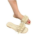 thumbnail image 4 of Anuirheih Slip on Sandals Women,Women's Pearl Slippers Wind Seaside Holiday Shoes Flat Bottom Sandals Flip Flops(Beige), 4 of 5