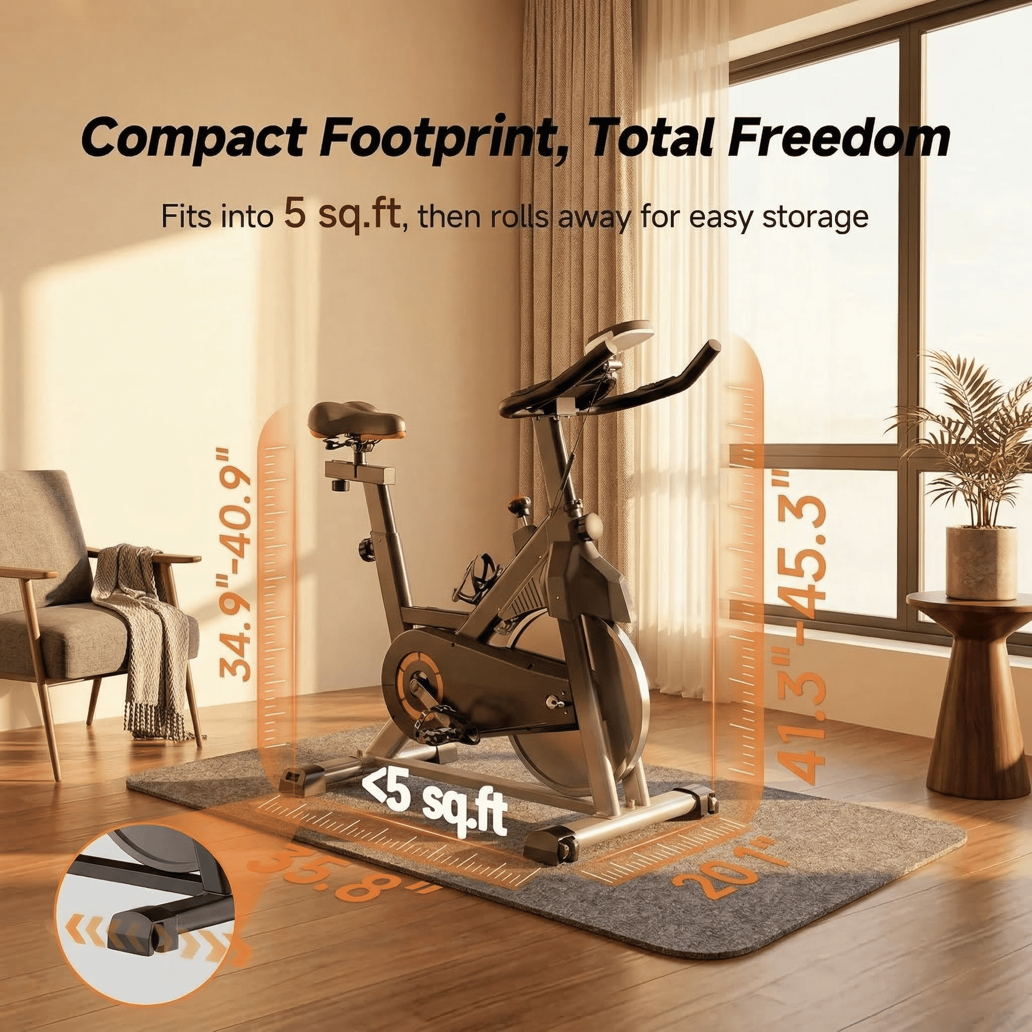 USLIM Indoor Cycling Bike for Home, Silent Belt-Drive Stationary Exercise Bike with Adjustable Seat and Handlebars, 330 lb Capacity, Black