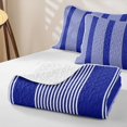 thumbnail image 4 of Castle Fairy Bohemian Thin Vertical Stripe Quilt Full 3-Piece,Boho Wide Band Full Bedspread Sets,Navy White,1 Coverlet and 2 Pillowcases, 4 of 7