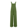 thumbnail image 4 of RPVATI Linen Wide Leg Jumpsuits for Women Casual Adjustable Strap Baggy Overalls Loose Fit Sleeveless Palazzo Pants Rompers Green S, 4 of 5