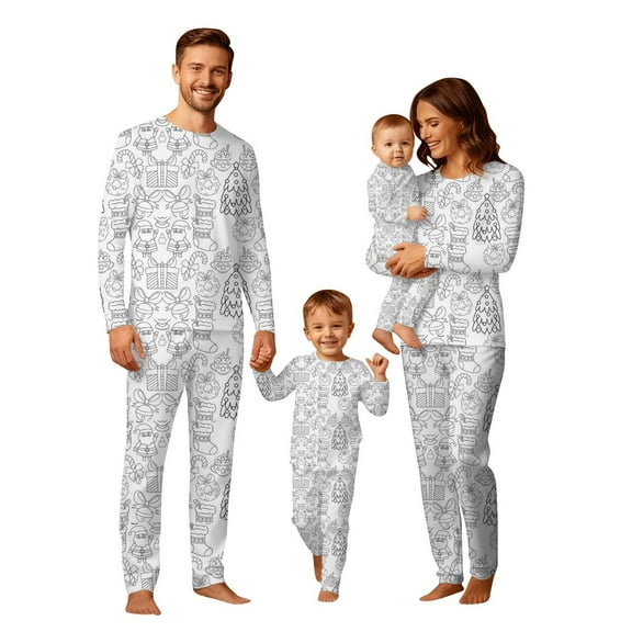 Gaexia Family Christmas Colorable Pjama Matching Sets DIY Hand Painted Sleepwear Xmas Cute Funny Colouring Pjs 2 Piece Sets