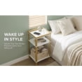 thumbnail image 5 of ZEXVIDA Side Table for Small Spaces, 3 Tier End Table with Metal Tabletop Tray Storage Shelf, Small Narrow Thin End Table Bedside Table,Nightstand for Hallway,Living Room,Bedroom (White & Gold), 5 of 10