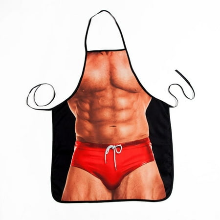 

Novelty Muscle Man Printed Kitchen Apron Funny Cooking Grilling BBQ Apron Brithday Christmas Gifts