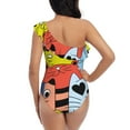 thumbnail image 5 of Pofeuu Funny Cats Print Women's One Piece Swimsuits One Shoulder Swimwear Asymmetric Ruffle Monokinis Bathing Suits-X-Large, 5 of 6