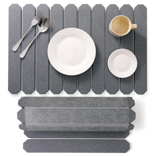 Alfombra de secado de piedra para la cocina contador absorbente de agua de agua absorbente de agua plegable seco para habitación al aire libre baño al Gris oscuro