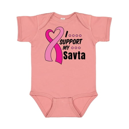 

Inktastic Breast Cancer Awareness I Support My Savta with Pink Ribbon Gift Baby Boy or Baby Girl Bodysuit
