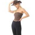 thumbnail image 6 of MixMatchy Women's Boho Strapless Basic Faux Suede Tube Top, 6 of 7