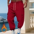 thumbnail image 5 of Men's Tapered Fleece Joggers Drawstring Waist with Pockets, Lightweight Sweatpants for Casual, Gym & Running​ Red 3XL, 5 of 6