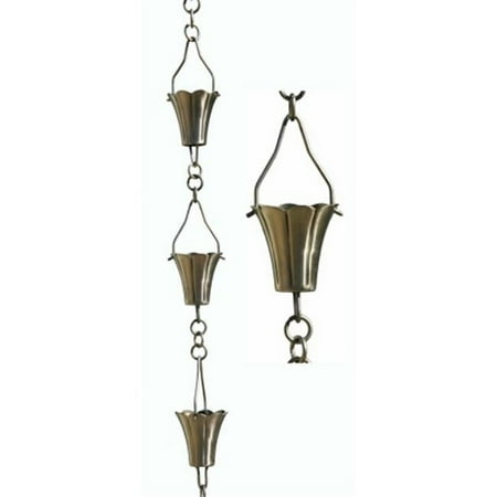 Patina Products 8.5ft. Brushed Stainless Steel Fluted Cup Rain Chain R266