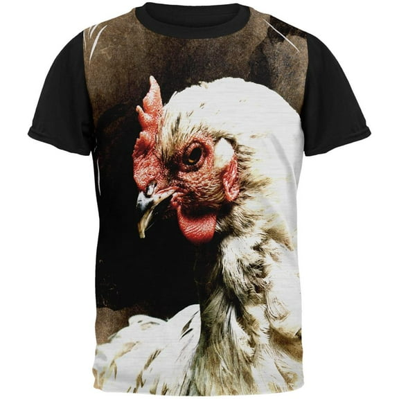 Queen Of The Barnyard Chicken All Over Mens Black Back T Shirt Multi MD