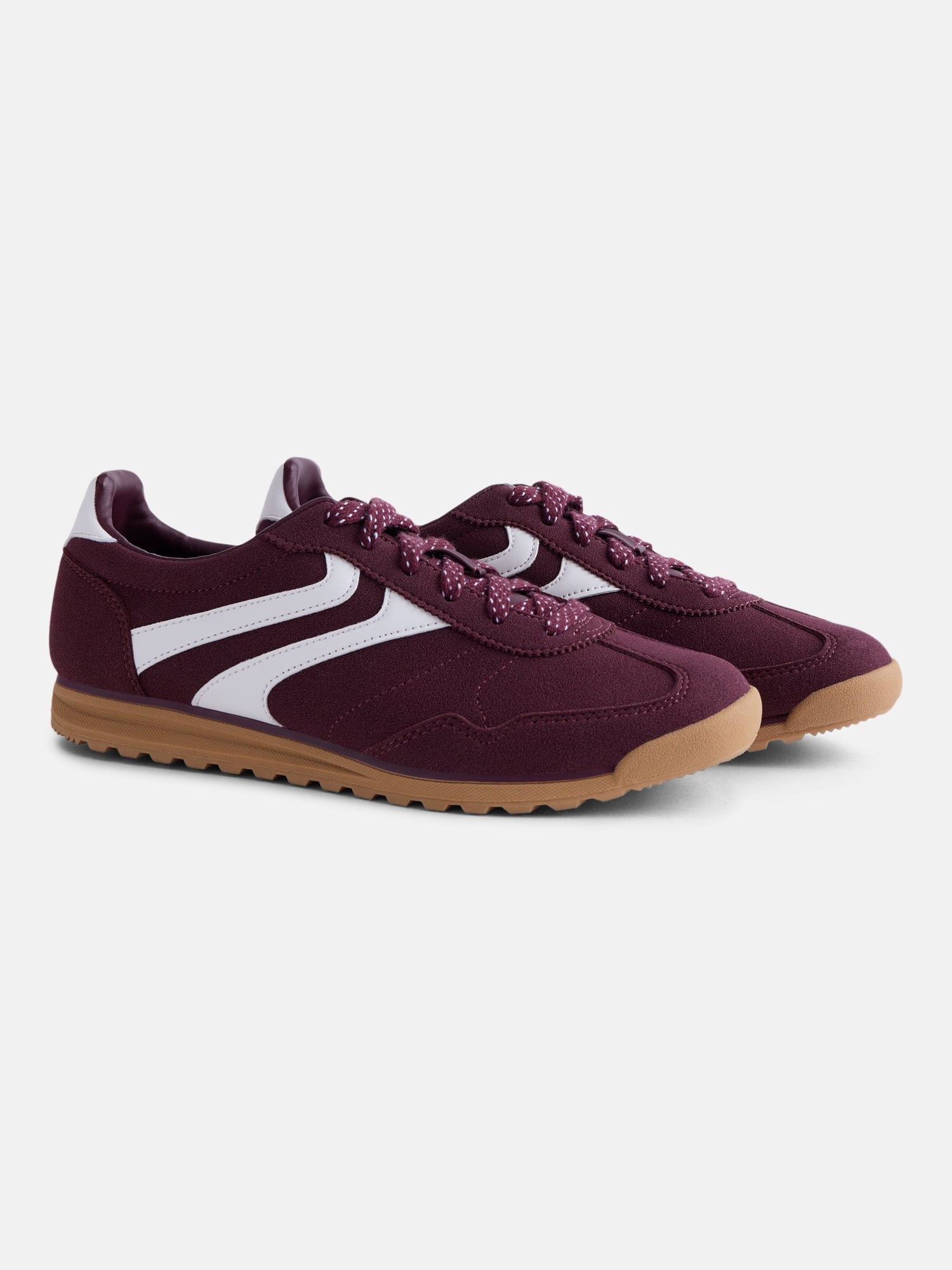 No Boundaries Women's Faux Leather and Suede Retro Inspired Lace Up Sneakers