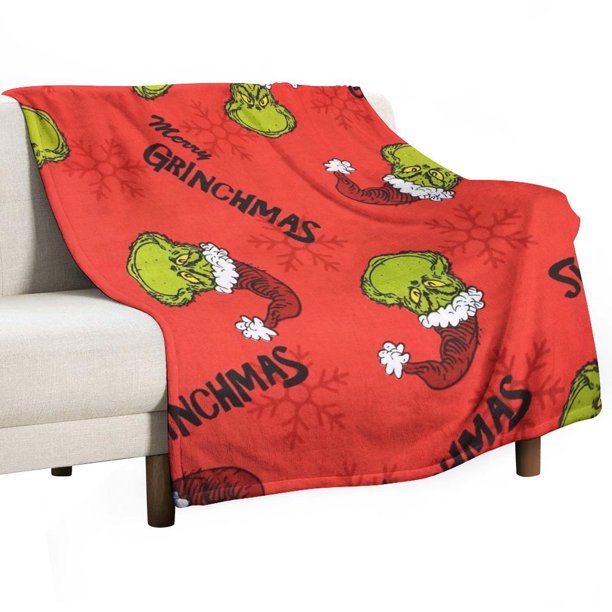 Manta de tela de superficie vertical súper suave de varios tamaños de Grinch, acogedora y cálida, adecuada para cama, sofá, campamento, viajes, para todas las estaciones, liviana y compacta de 50 x
