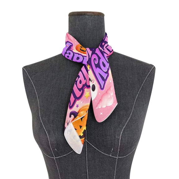 Square Scarf 24x24 Inch Pink Halloween Magic Silky Satin Sun Protection Neck Scarf for Women Multi-Purpose Head Wrap Bandana for Hair Bag Decoration