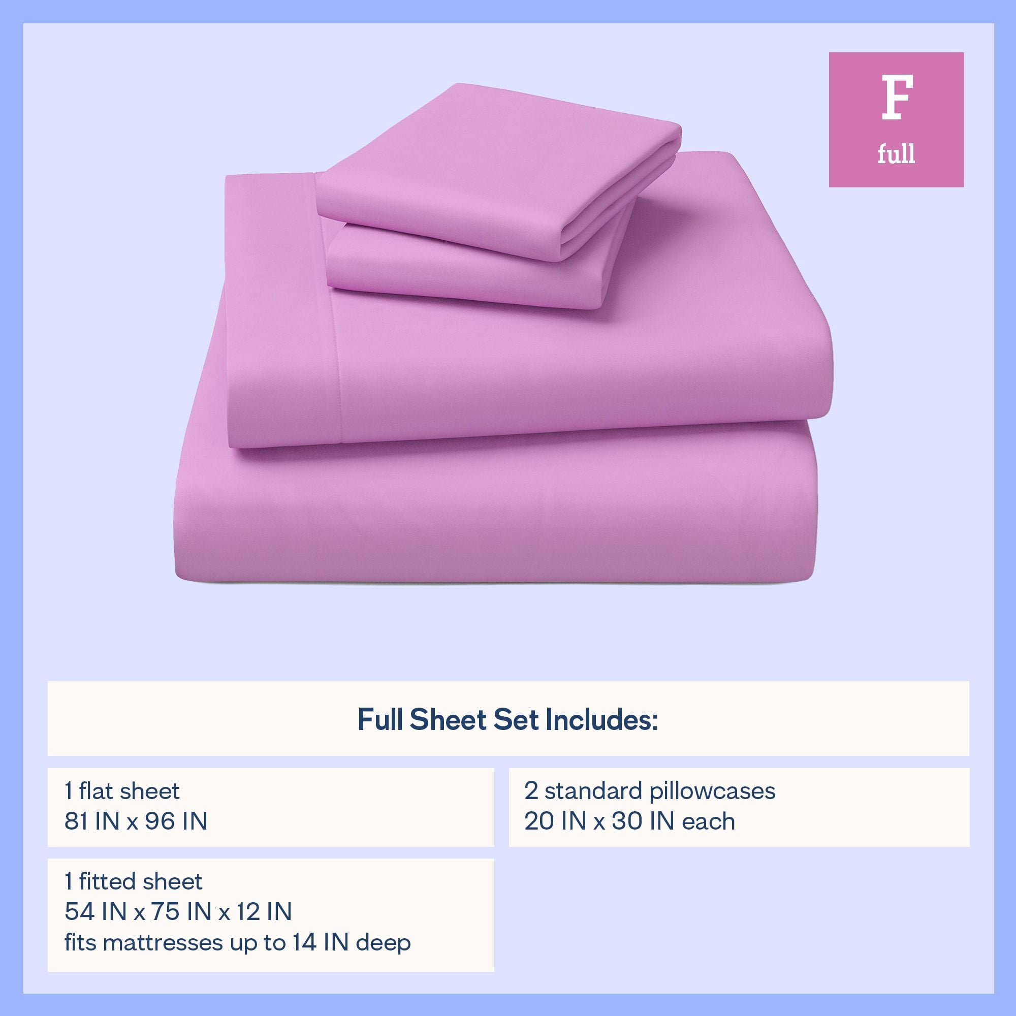Mainstays Kids Microfiber Bed Sheet Set, Full, Vibrant Orchid, 4 Pieces