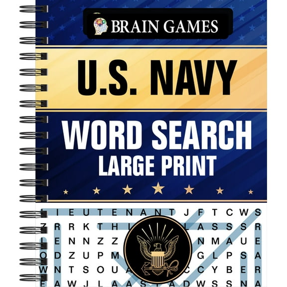 Brain Games Large Print Brain Games - U.S. Navy Word Search - Large Print, (Spiral-Bound)