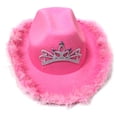 thumbnail image 4 of Pink Cowboy Hat Felt Cowboy Hat with Neck Draw String Cosplay Party Costume Accessories Play Dress Up for Women, 4 of 8