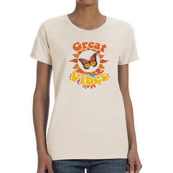 Great Vibes Butterfly T-Shirt Women -Smartprints Designs, Female Large