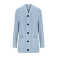 thumbnail image 5 of Turilly Women's Solid Color Knit Cardigans Loose Long Sleeve Button Pocket Sweaters Coat, 5 of 7