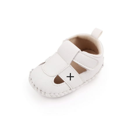 

Rotosw Baby Sandals Infant Boys Girls Shoes Newborn Toddler First Walker Crib Shoes White 12-18 months