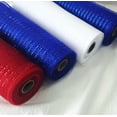 thumbnail image 3 of Poly Mesh Ribbon Burlap Poly Metallic Foil Rolls for DIY 4th of July Decoration Wreaths Wrapping Craft White Blue Red 40 yards 4 Rolls, 3 of 7