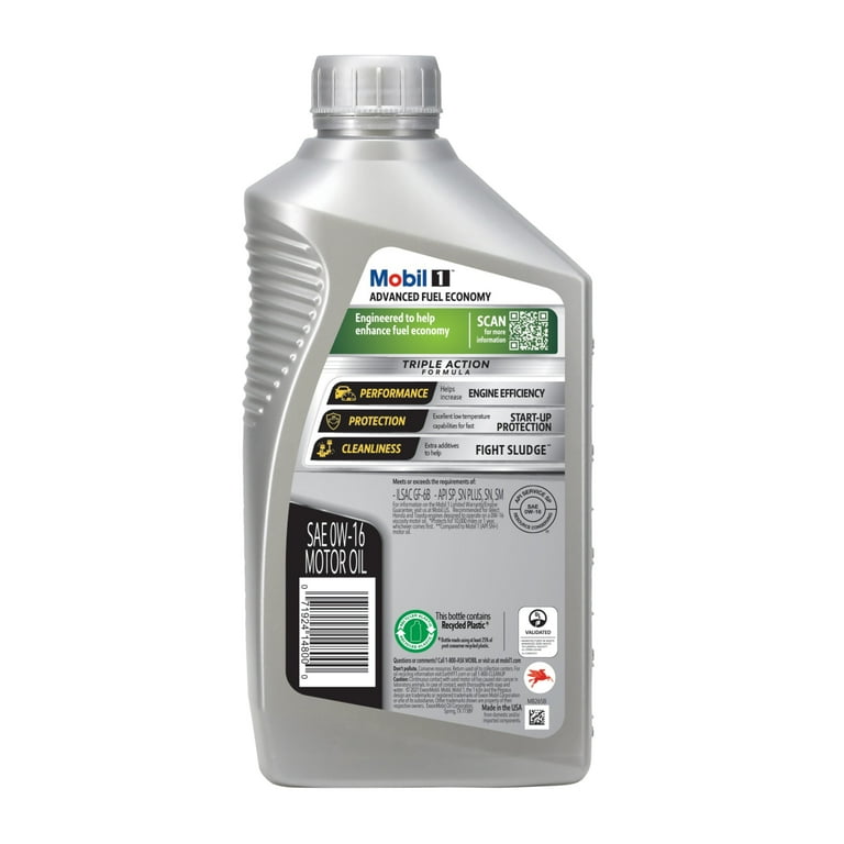 Mobil 1 Advanced Fuel Economy Full Synthetic Motor Oil 0W-16, 1