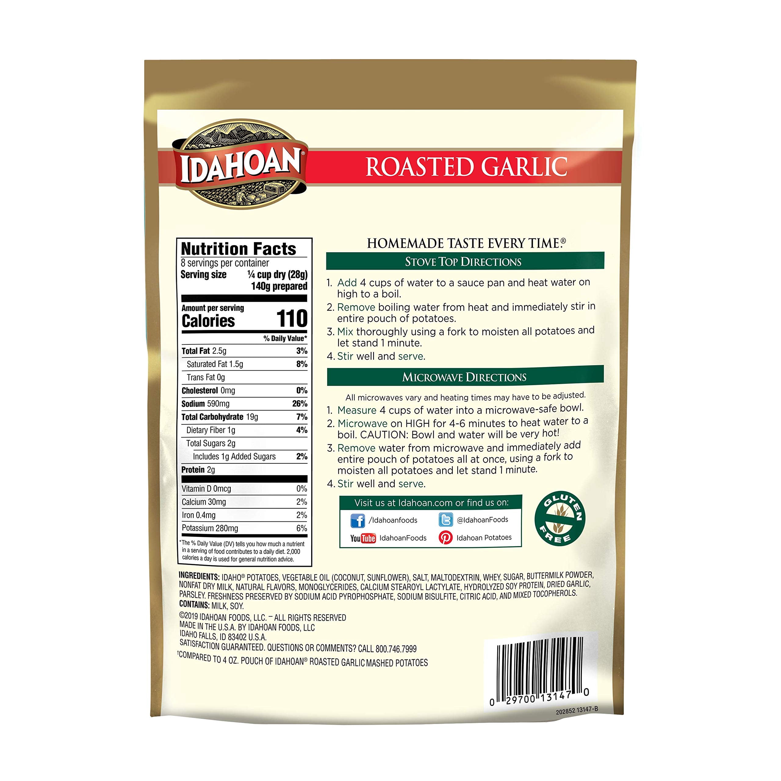 Idahoan Roasted Garlic Mashed Potatoes 4 oz. (Pack of 14)
