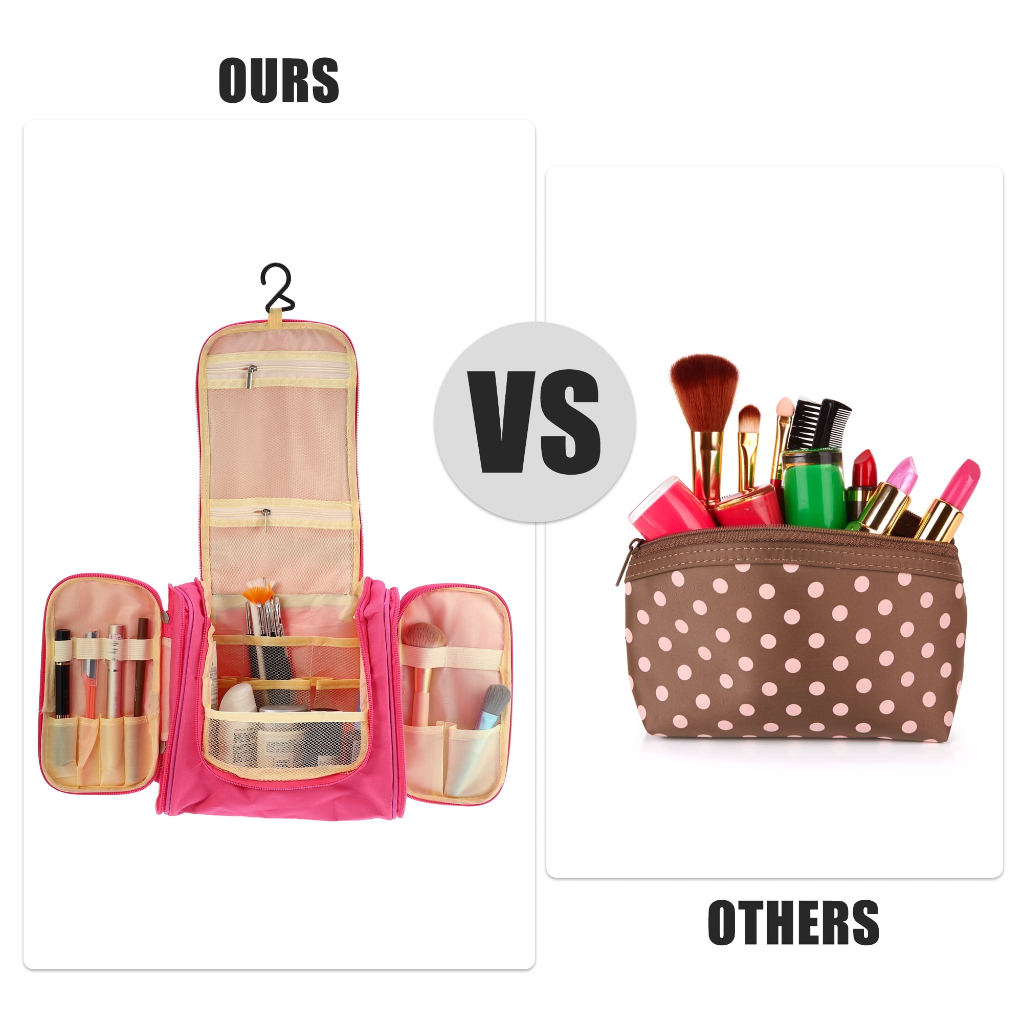 Unique Bargains Floral Makeup Bag Zipper Flower Cosmetic Pouch Rose Red