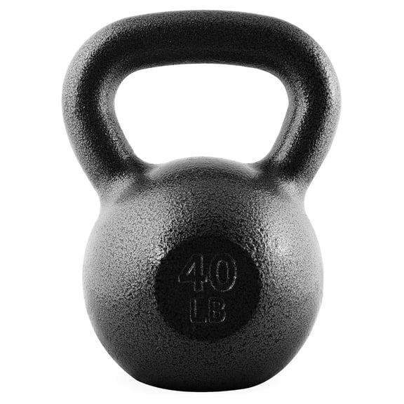 Hammerstone Painted Cast Iron Kettlebells, Home & Gym Equipment, Great for Strength Training, Full Body Workout & Crossfit Training, Color & Size Available in 10-80 Pounds g. 40lb - Black