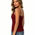 thumbnail image 5 of GERsome Women's Camisoles Tank Tops with Built-in Bra Scoop Neck Undershirt Spaghetti Strap Basic Cami Tanks Wine Size 2XL, 5 of 7
