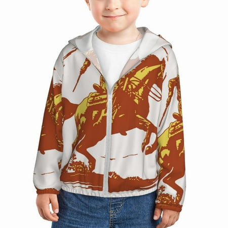 

Lukts Vintage Cowboy On A Bronco Horse Print Children s Long-Sleeved Sun Protection Clothing Hooded Sweatshirts for Boys and Girls Outdoor Sports-3 Years
