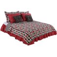 thumbnail image 2 of Houndstooth Multi Color Brown Tan Red Polka Dot Geometric Squares Cotton 10 Piece Queen Reversable Quilt Bedding Set by Cotton Tale Designs, 2 of 8