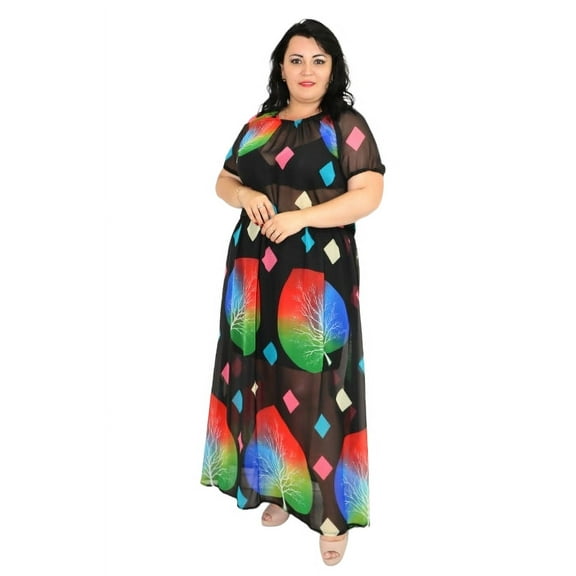 Maxi Dress With Elasticated Sleeve And Waist