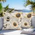 thumbnail image 2 of Outdoor Waterproof Pillow Covers Pack of 2, Summer Sunflower Bee Floral Vintage Farmhouse Decorative Throw Pillowcases Cushion Covers for Garden Patio Tent Sofa Couch, 20x20 inch, 2 of 8