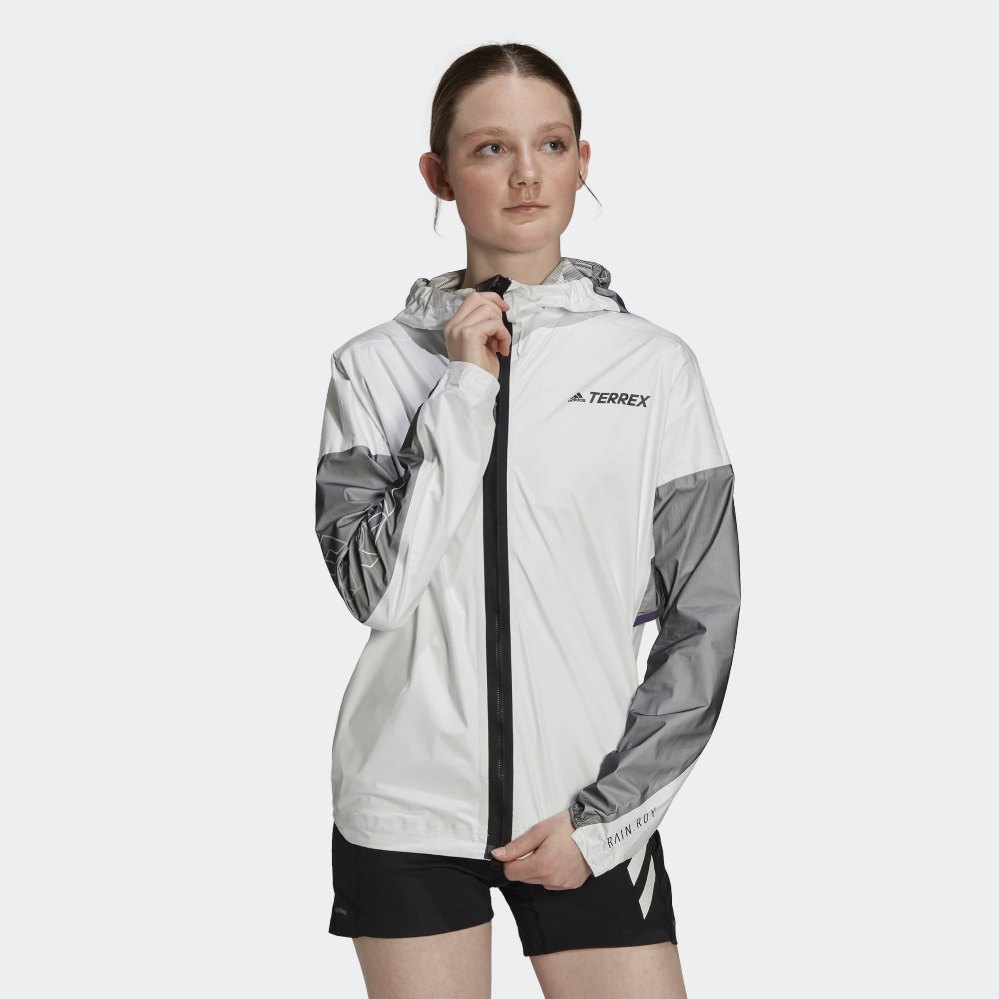 Adidas Women's Terrex Agravic Lightweight Waterproof Trail Running Rain Jacket - White/Black (Medium) Walmart.com