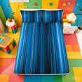 thumbnail image 5 of meiyoeat Gradient Lines Texture Queen Sheets,Neon Blue Black Queen Sheet Sets,4Pcs,1 Flat Sheet,1 Fitted Sheet And 2 Pillowcases, 5 of 6