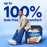 Always Ultra Thin Overnight Pads with Wings, Size 4, Overnight, 50 Count