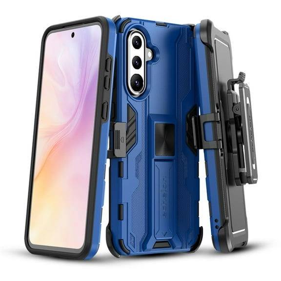 Rugged Phone Case with Holster for Samsung Galaxy A36 5G – Reflex Series Shockproof Cover with Rotating Belt Clip, Dual-Layer Protection & Kickstand – Reflex Blue