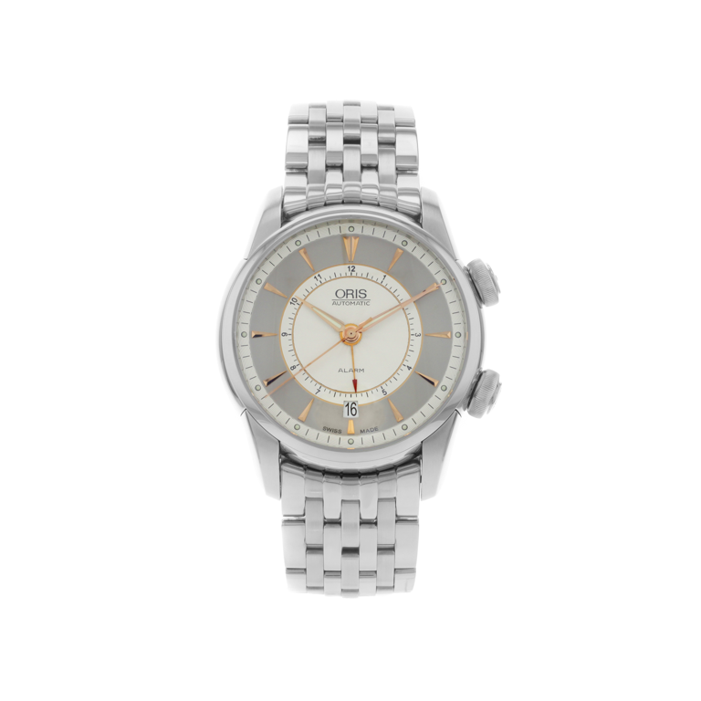 Oris Artelier Alarm Silver Dial Steel Automatic Men Watch 01 908