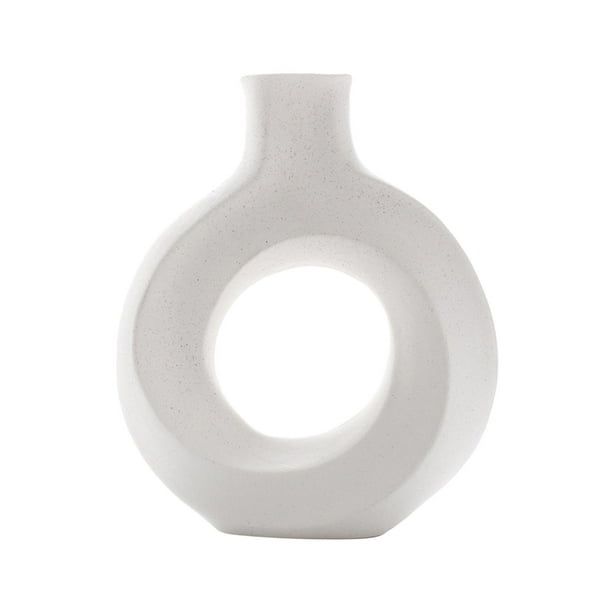 Jarrón de cerámica moderno, adorno para maceta, arreglo floral, jarrones decorativos artísticos Blanco