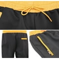 thumbnail image 3 of Men's Sports Gym Fitness Work Out Running Jogging 2 Piece Tracksuit Set (Black/Yellow, L), 3 of 3