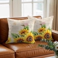 thumbnail image 3 of Rustic Sunflower Throw Pillow Cover Country Floral Pastoral Retro Letter Texture Cotton Linen Cushion Cover Throw Pillow Case with Invisible Zipper for Couch Sofa Bed Chair Car 24x24 Inch, 3 of 14