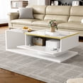 thumbnail image 3 of 39.4 inch Long Coffee Table, High-Gloss White. Side Tables, Coffee Tables with Glass and LED Effect, 3 of 54
