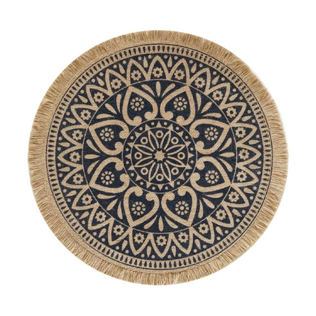 Rattan Trivet Mats Heat Insulation Handmade Cotton Flax Dining Table Non-Slip Placemat for Kitchen