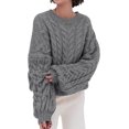 thumbnail image 1 of PRETTYGARDEN Womens Sweaters Spring 2025 Cable Knit Long Sleeve Crewneck Oversized Sweater Chunky Pullover Loose Outfits, 1 of 8