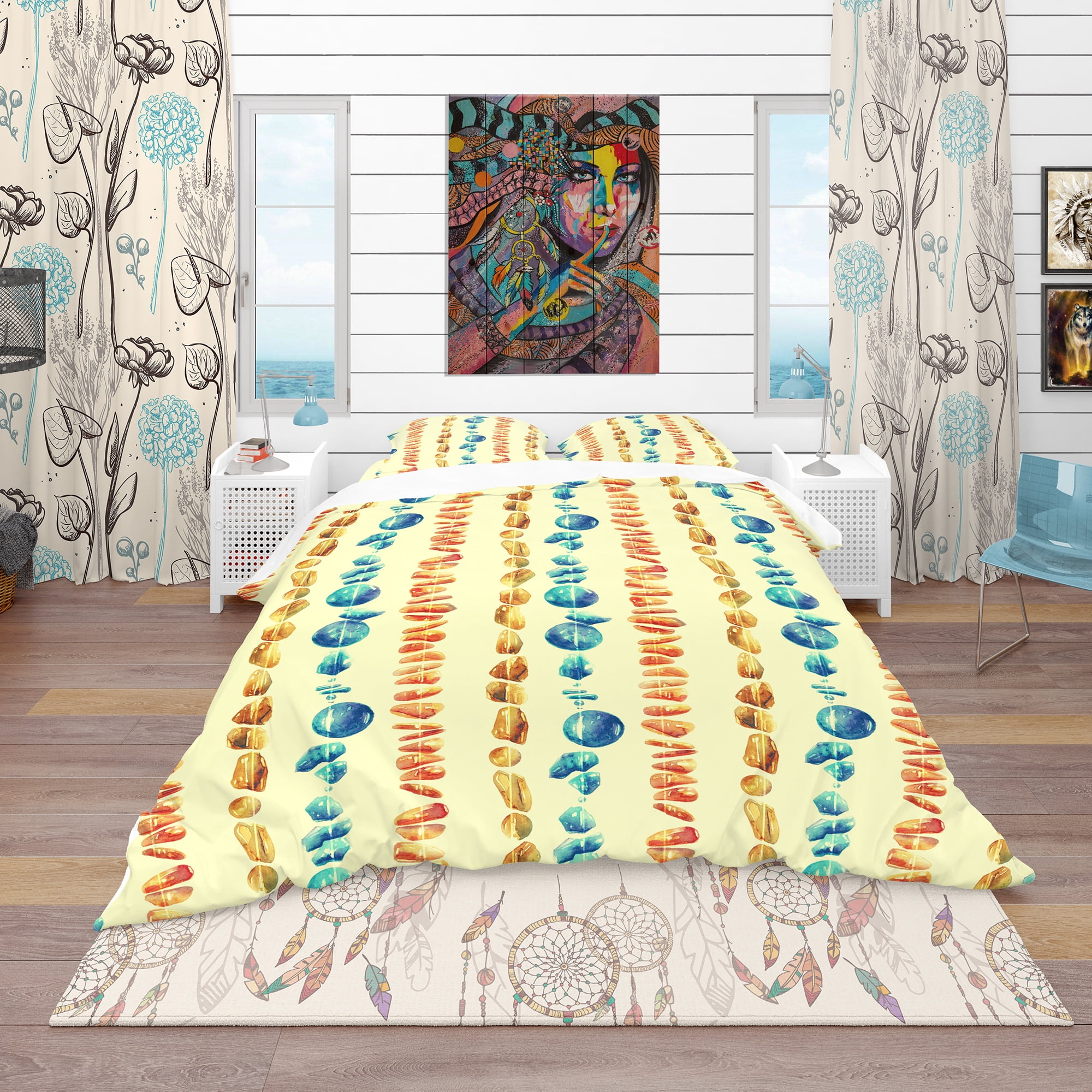 Designart 'Beads From Natural Semiprecious Stones' Bohemian & Eclectic Duvet Cover Set